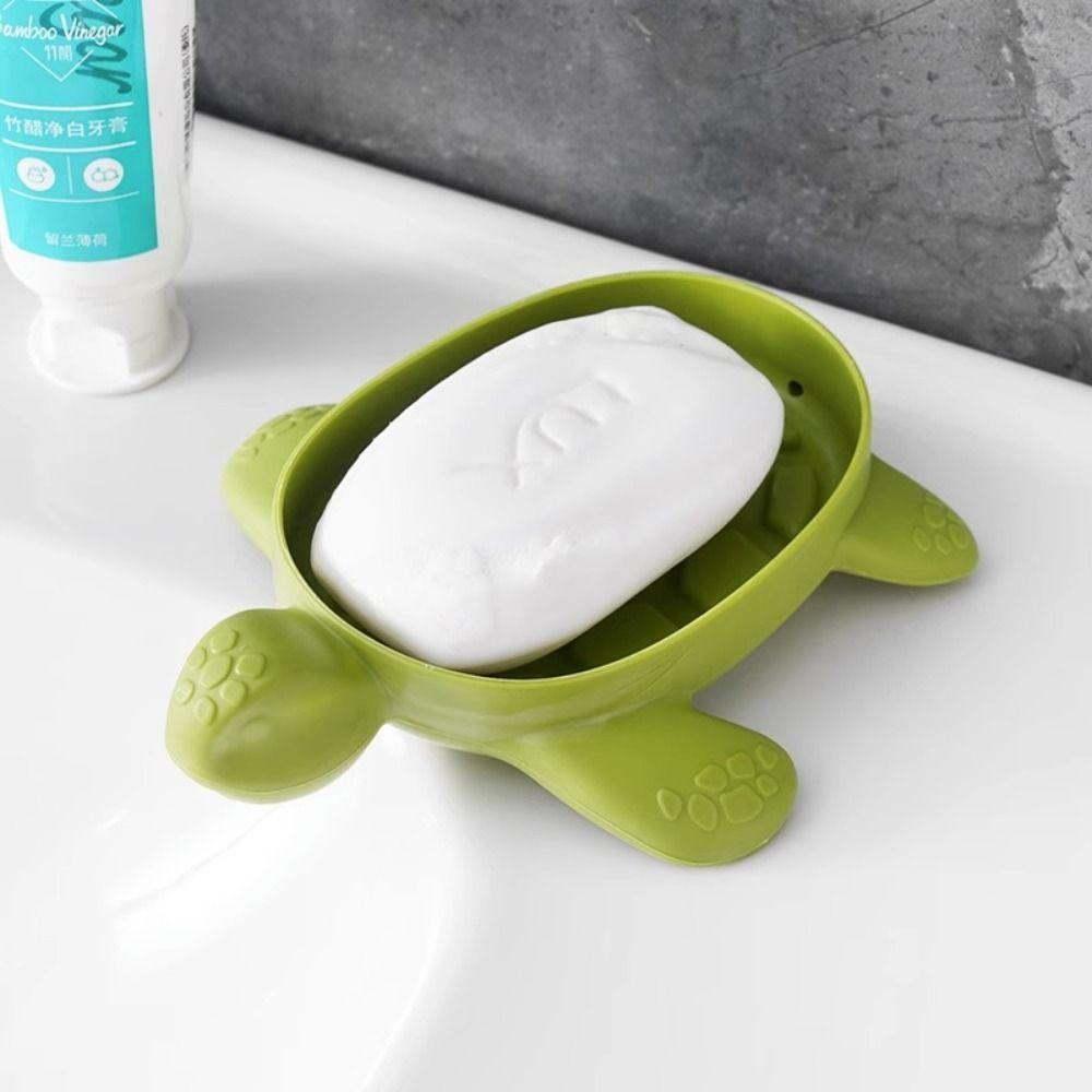 Plastic Turtles Shape Soap Box Anti-slip Soap Holder Soap Rack Drain Soap Holder Box  Kitchen