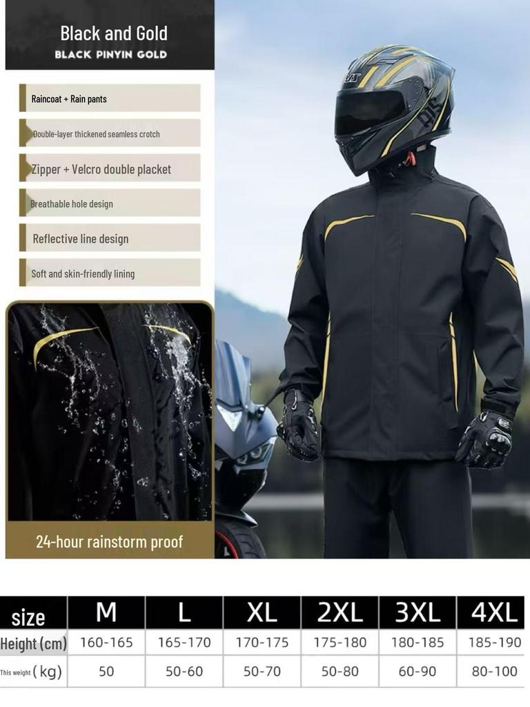 Men's Waterproof Raincoat and Pants Set - Stormproof Motorcycle Riding Gear