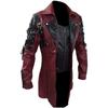Steampunk Gothic Trench Coat läderjacka för män för män Bikerjacka i punkstil Höst Vinter Motocykeljacka