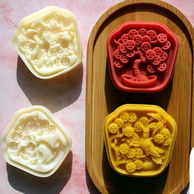 MidAutumn Festival Moon Cake Maker Cash Cow Pattern Moon Cake Molds Cookie Stamps Hand Press Cookie Dessert Cutter