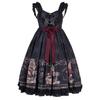 Gotický styl Tmavé Lolita šaty Bez rukávů Temperament Mašle Volánky Halter šaty