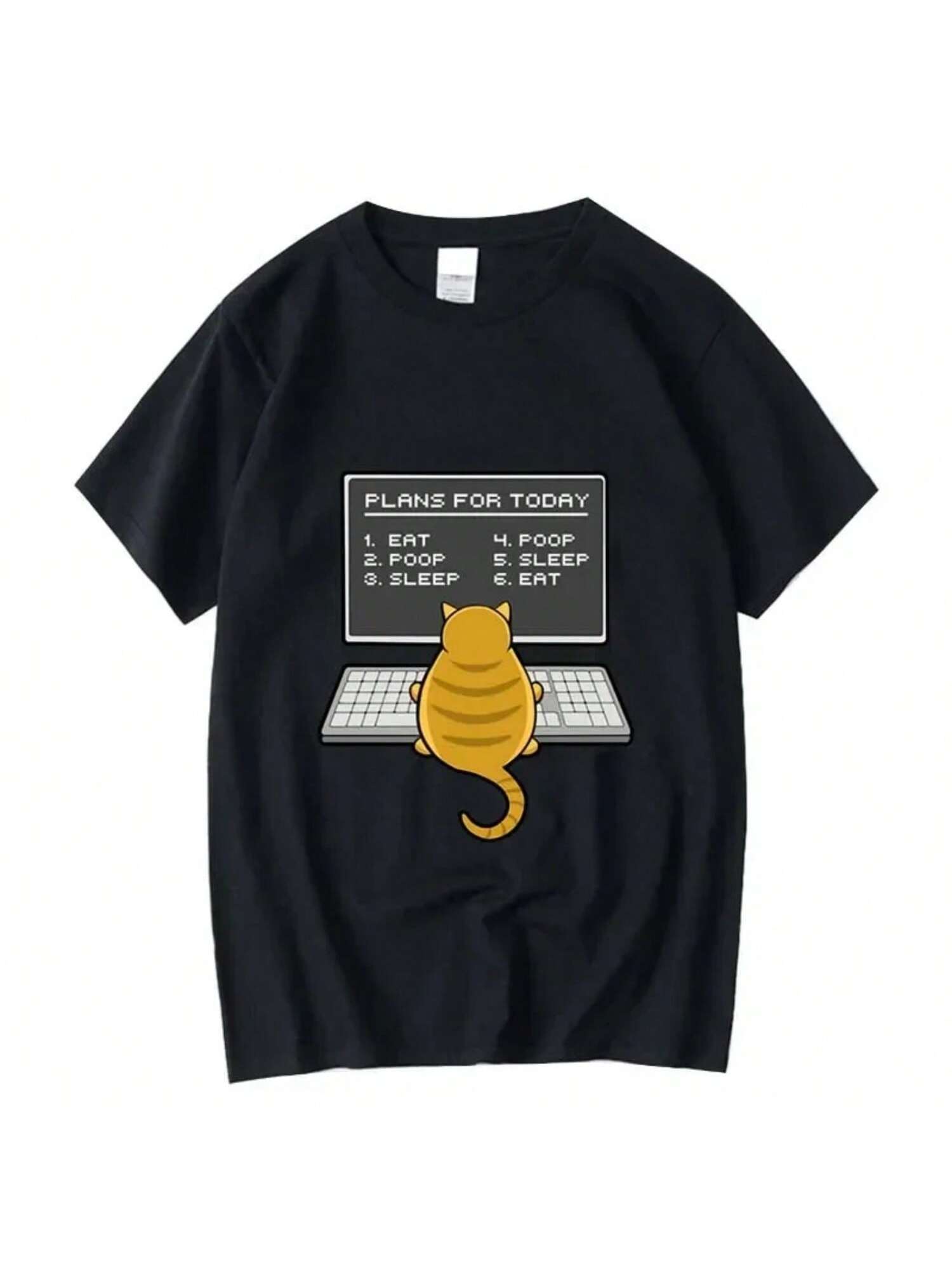 Summer Funny Programmer Cat Print Casual Cool T Shirt O-Neck Female T-Shirt Wounisex Tees Shirt Graphic T Shirts Wounisex Clothing S разноцветный