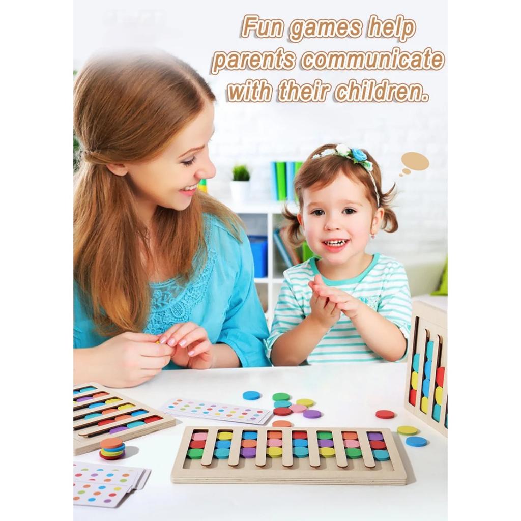Children Color Matching Board Montessori Toy Color Sorting Logical Thinking Training Game Early Educational Wooden Toys for Kids