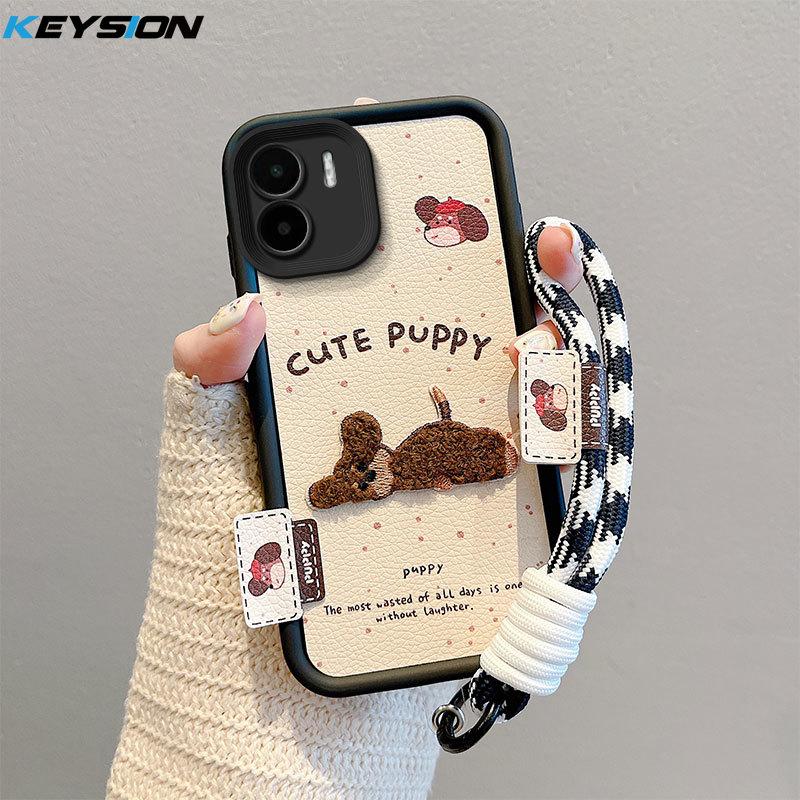 

KEYSION Мультяшный Милый Плюшевый Вышитый Чехол для Redmi A2 A1 со Шнурком Силиконовый Противоударный Чехол для Телефона для Xiaomi Redmi A1 A2 for Redmi A2