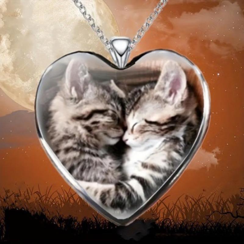 Pendant New Cute Kitten Heart Shape Holiday Party Anniversary Gift Necklace
