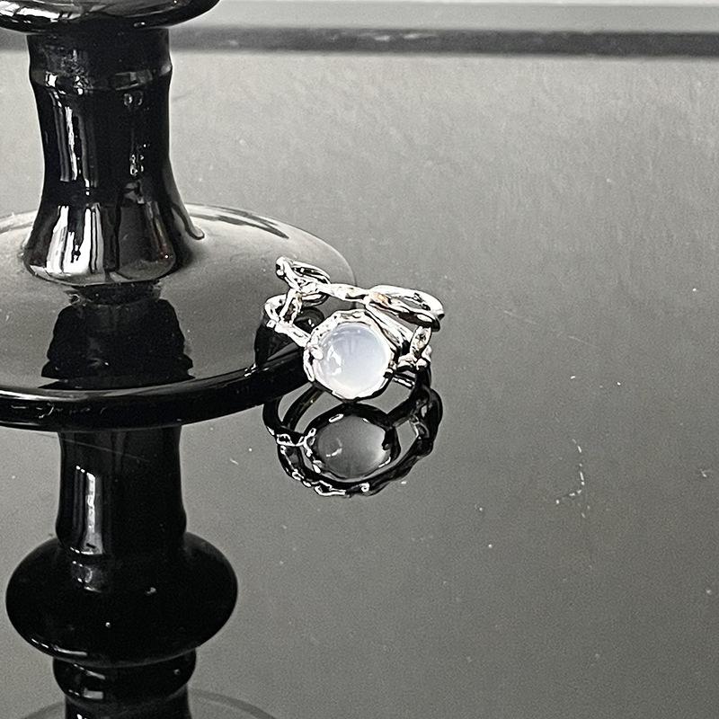 Color Zircon Irregular Pleated Open Ring Cold Wind Personality Light Luxury High Sense Index Finger Ring Woman