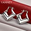 30MM 925 Sterling Silver Glossy Square Hoop Earrings for Women Fashion Charm Wedding Engagement Party Gift Jewelry Accessories