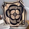 Camellia Scarf Women'S Style Imitation Cashmere Square Scarf Thickened Air-Conditioned Room Warm Shawl Cape