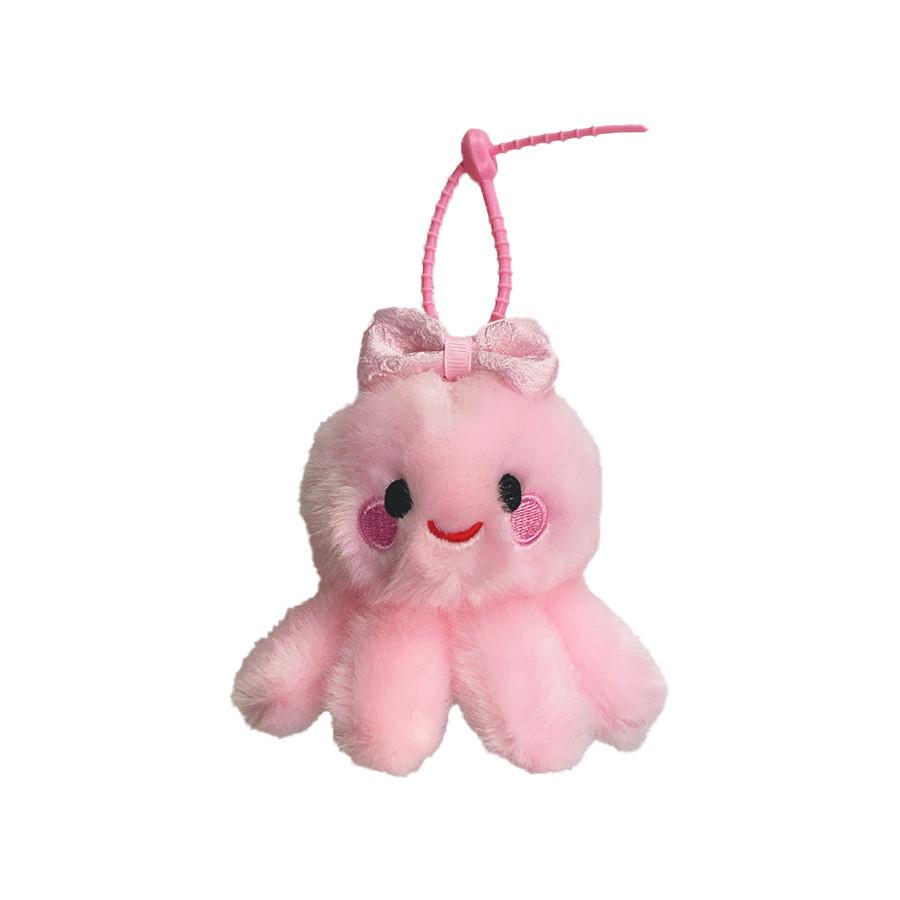 Cartoon Octopus Plush Keychain With Butterfly Bow For Kids Gift