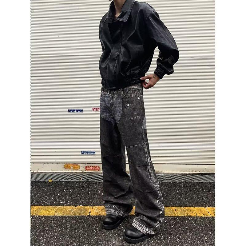 

Свободные повседневные брюки мужские корейские модные универсальные брюки широкие брюки длиной до пола 3XL чёрный