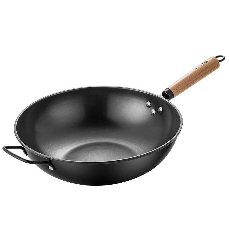 MAXCOOK 32cm Nitrided Fine Iron Stir-Fry Wok