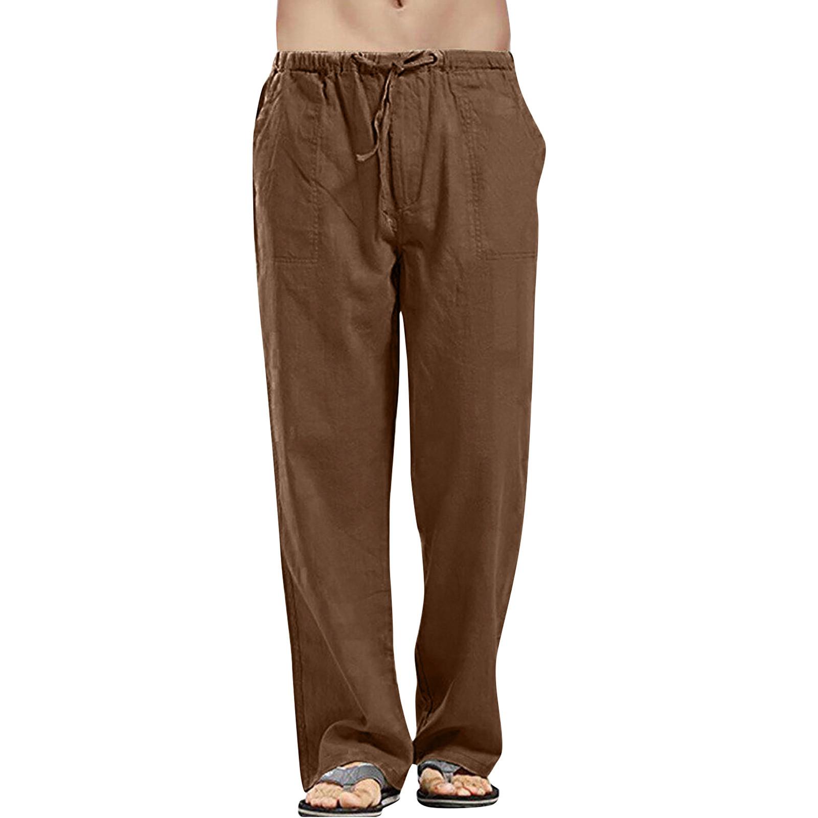 

Льняная одежда для мужчин, брюки из натурального льна, современные удобные качественные мягкие льняные цветные брюки с карманами XXXXXL