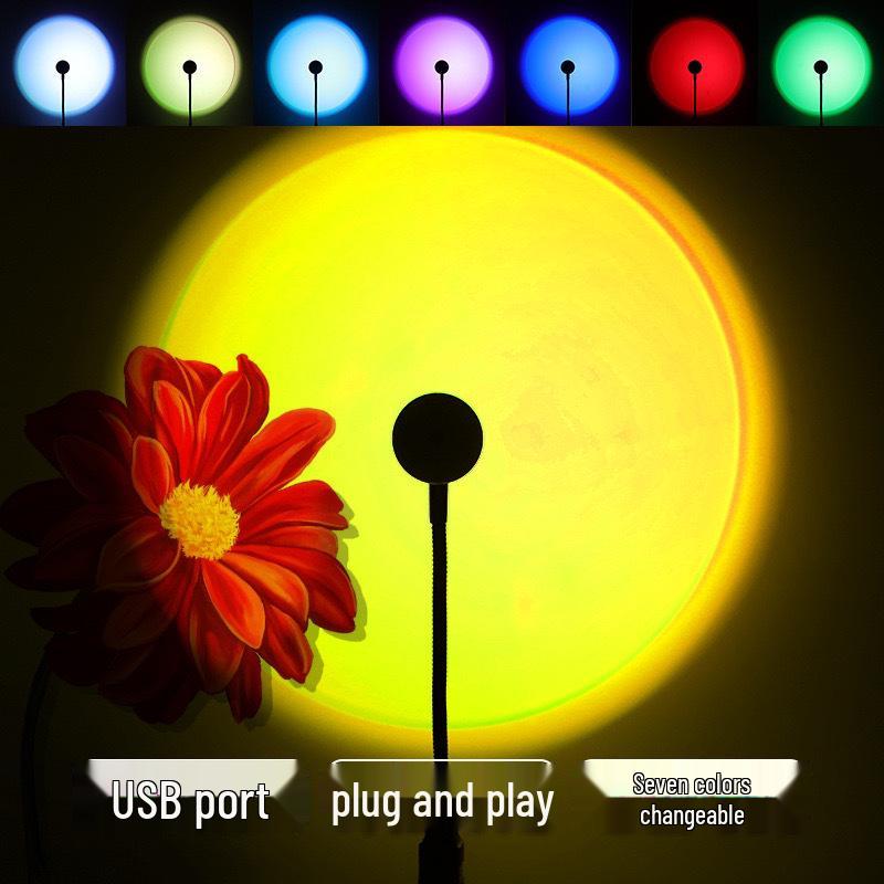 

Умная USB лампа для проекции заката с цветным управлением звуком и светодиодом, активируемым голосом Default