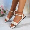 2025 Hot Sale Ladies Shoes Buckle Strap Women's Sandals String Bead Casual Sandals Women Summer Plus Size Flat Sandals