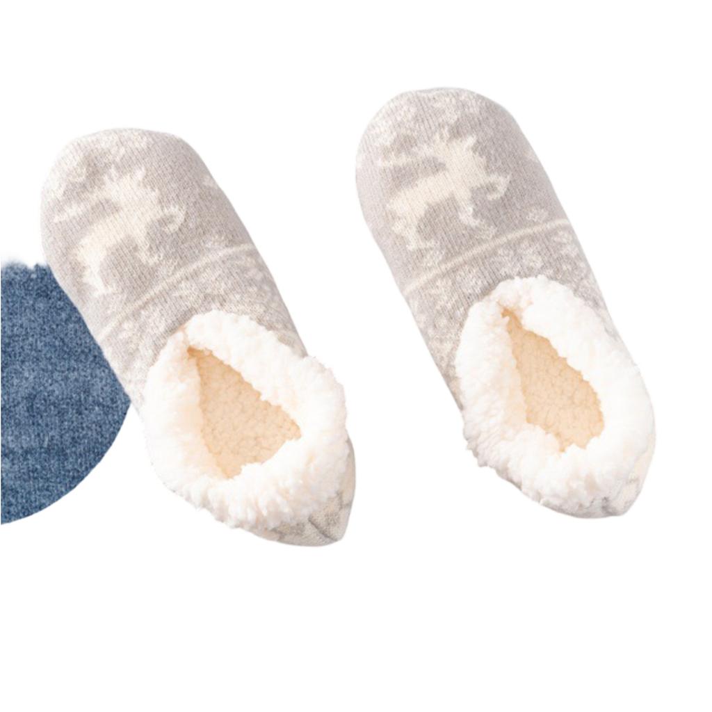 Cartoon Deer Floor Socks Five Pointed Star Thick Cotton Velvet Socks Women'S Home Sleep Carpet Socks Warm Furniture Socks