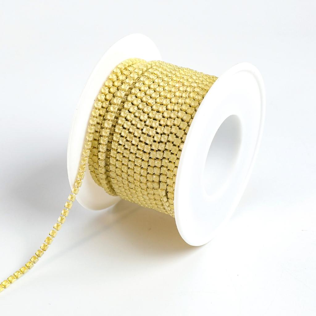Dust Claw Chain Electroplated Glass Rhinestone Diamond Chain Colored Mocha, Single Row Metal Dense Claw Chain Diy Electrophoretic Clothing Decoration