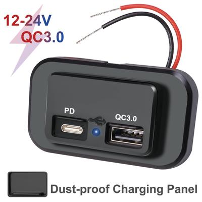 12V/24V 3.1A araba çift PD USB girişli şarj cihazı güç adaptörü su geçirmez LED soket cep telefonu şarj çıkışı paneli araba aksesuarları