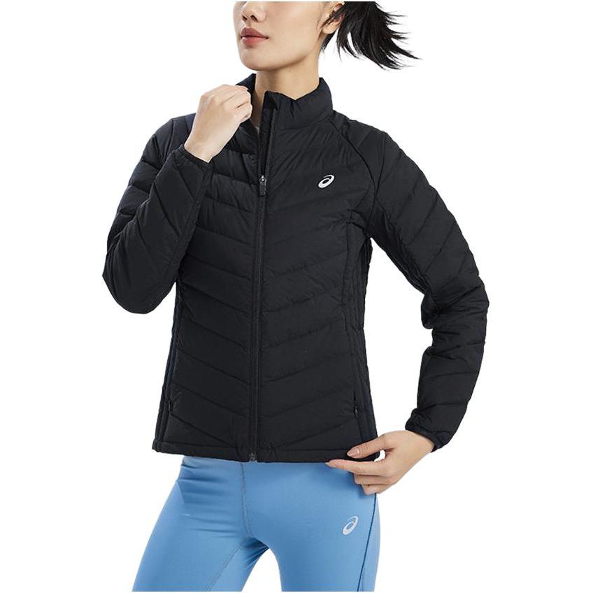 Asics Solid Color Casual Zip Collar Warm Long Sleeve Down Jacket Women outerwear Black 2032C928-001