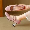 Retro small fragrant wind round head Mary Jane shoes girl 2025 autumn new rhinestone high heels gentle fairy wind sweet