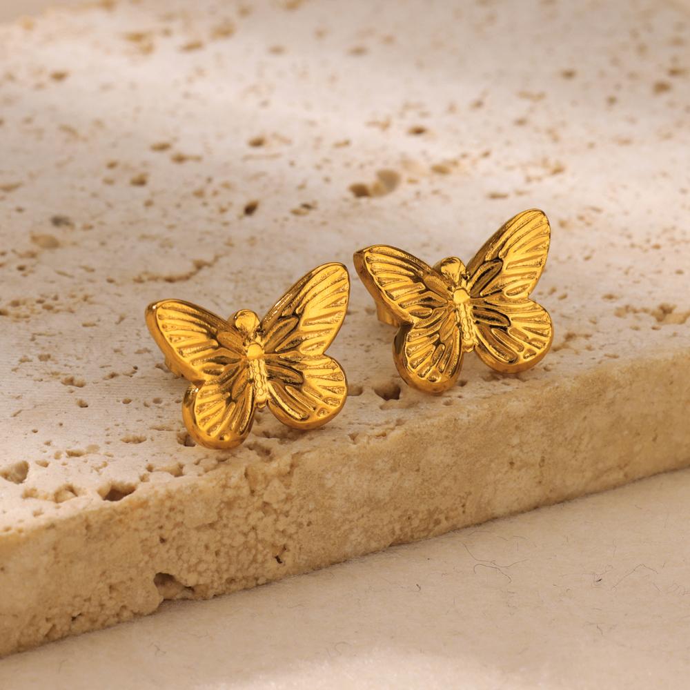 Vintage Butterfly Stainless Steel Earrings For Women Gold Color Aesthetic Earring Wedding Christmas  Jewelry Accessories