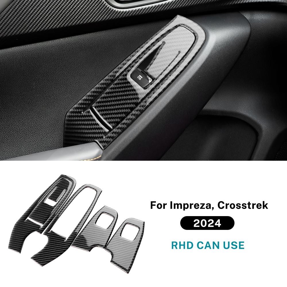 Real Soft Carbon Fiber Sticker For Subaru Crosstrek Impreza 2024 2025 2026 Car Door Window Button Frame Interior Accessories