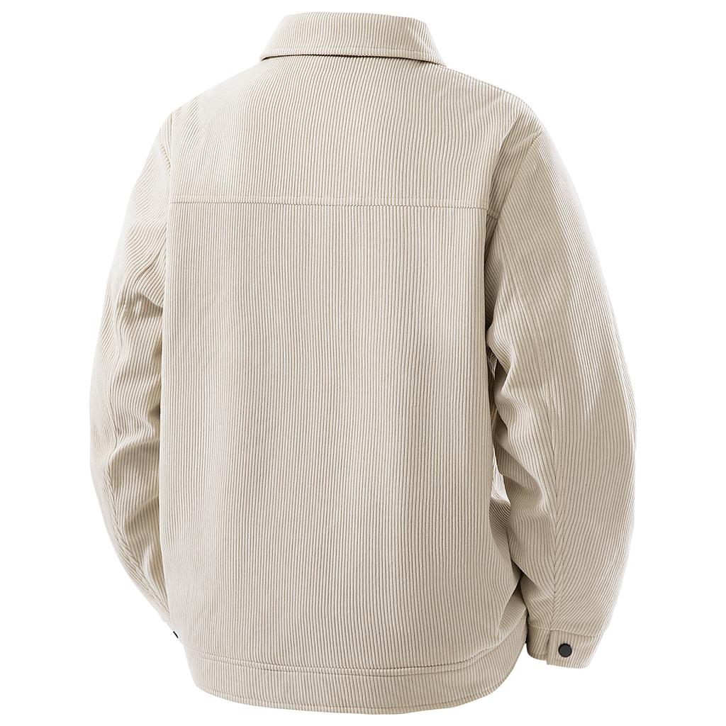 Striped Winter Fleece Man Jacket Vitage Thicken Turn Down Collar Male Coat Single-breasted Long Sleeve Men Outerwear
