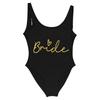Swimsuit for Women Bride Letter Print Scoop Neck High Cut Backless Bathing Suit Swimwear