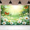 2D Spring Daisy Butterfly Sunlight Backdrop Floral Nature Photo Background Cloth