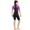 Combinaison de plongée pour femme à manches courtes une pièce 2 mm Maillot de bain UPF50 Plus Élastique dans les 4 directions Néoprène thermique pour la plongée, le surf, la natation, les sports nautiques Violet L