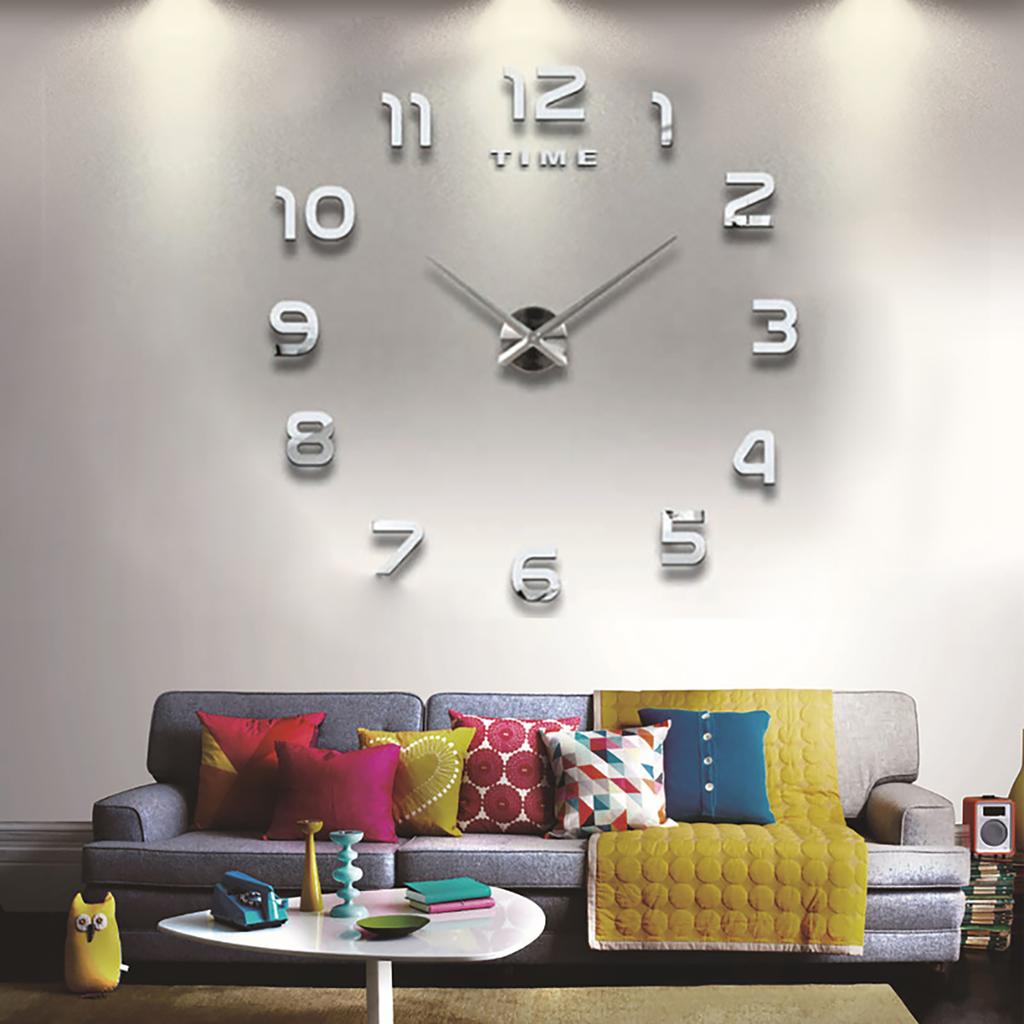 Moderne Super Large Size Metal Analog Innendørs Vegg Klokke Stue Cafe Dekor