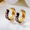 Vintage Colorful Enamel Daisy Chunky Hoop Earrings Gold Flower Circle Huggie Earrings For Women Party Jewelry