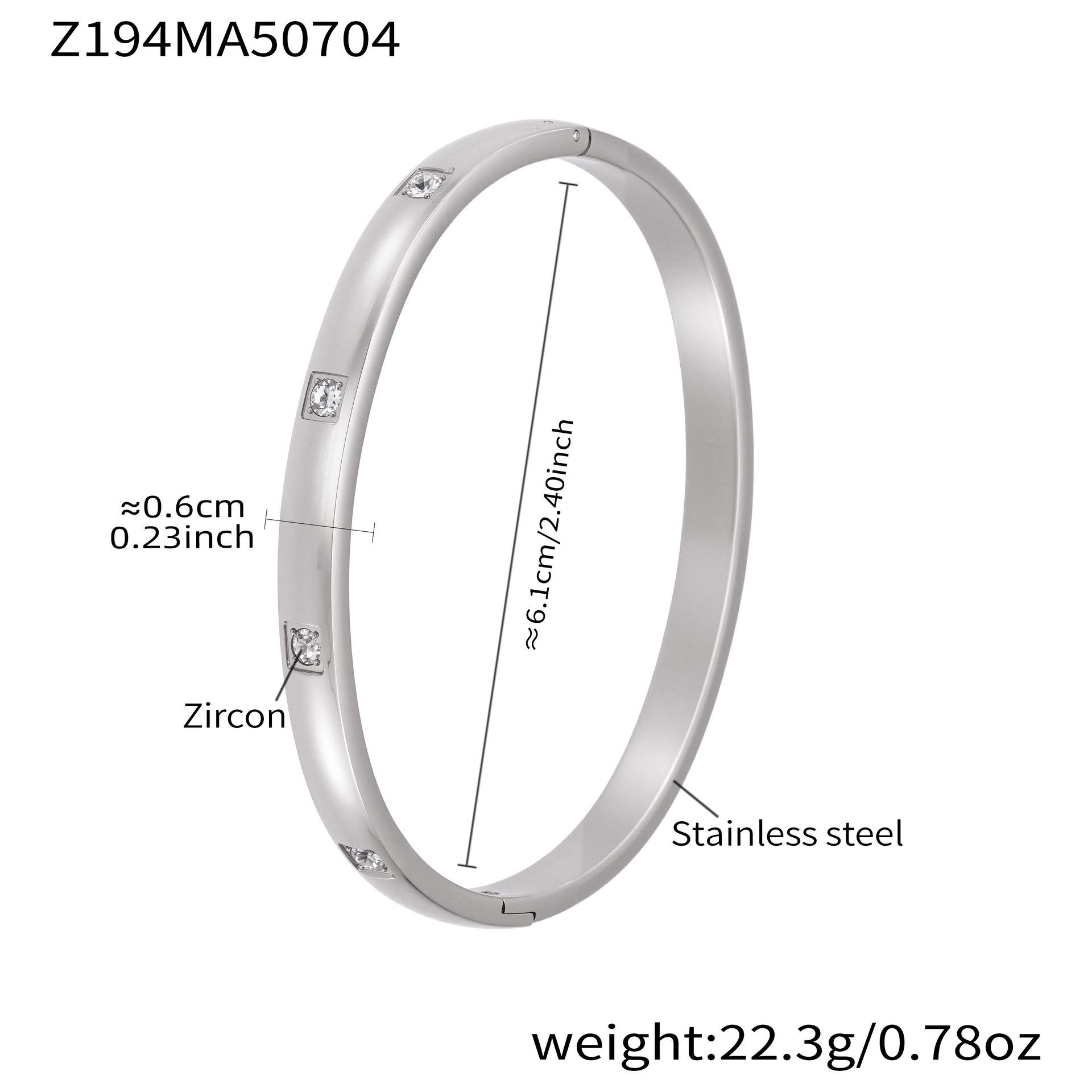 Qiongyao Stainless Steel Zircon-Inlaid Fashion Bracelet for Women – Colorfast, Simple, and Stylish.