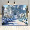 2D Enchanted Castle Backdrop Blue Rose Wedding Photo Booth Background