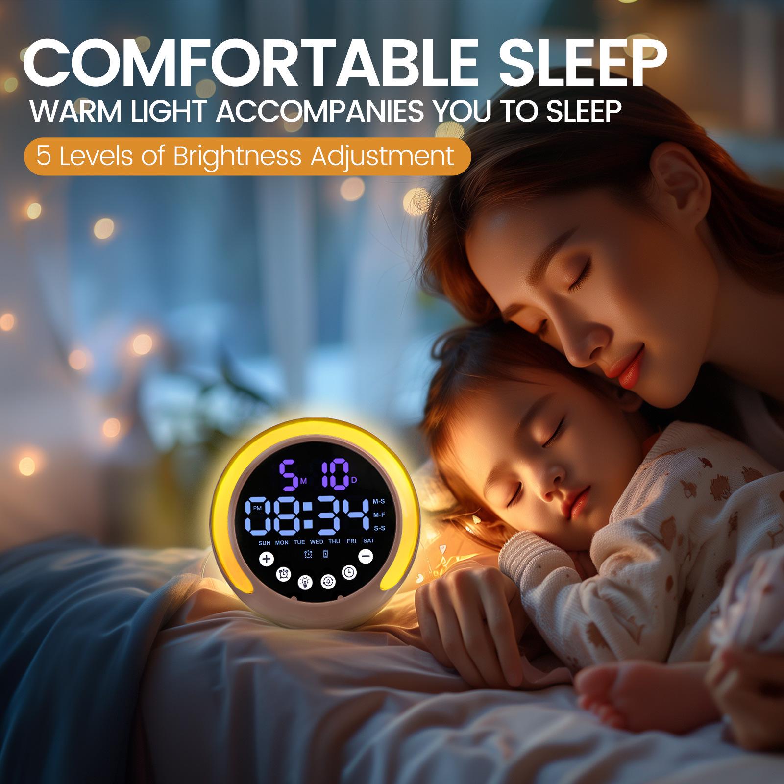 

Children s Multifunctional RGB Alarm Clock & Night Light with Wake-Up Light, Calendar, and Weekday Settings Night Light Alarm Clock with Speaker