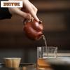 100ml Traditional Purple Clay Teapots Handmade Gold Stamp Orchid Pot Raw Ore Zhu Mud Tea Making Kettle Zisha Tea Set Tableware