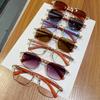Featured Wooden Temple Full Frame Sunglasses Retro Square Large Frame Travel Glasses Catwalk Sunglasses