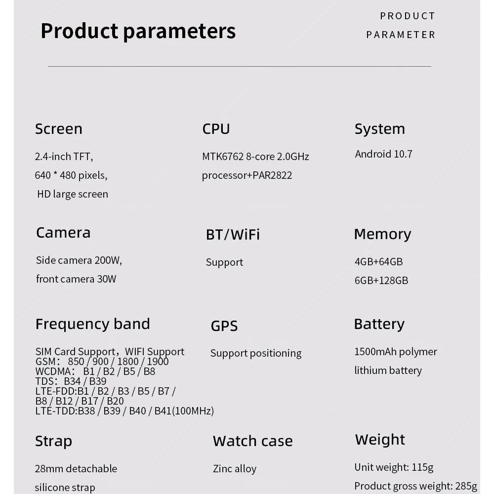Android Smart Watch 4G SIM GPS AMOLED Display 6GB RAM 128GB ROM
