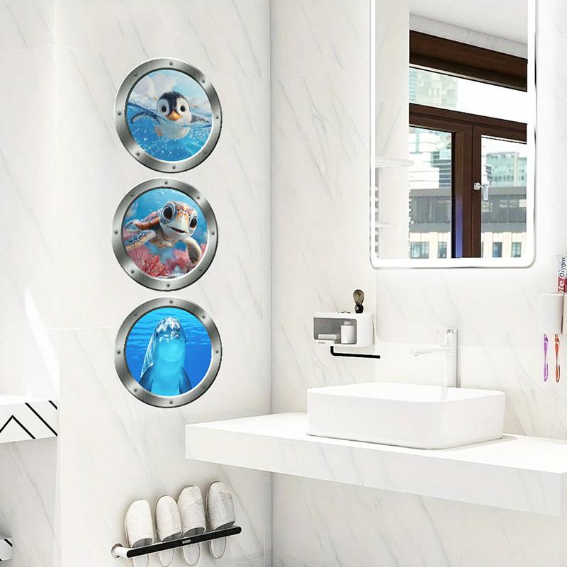 Dolphin Penguin Glow-In-The-Dark Toilet Sticker Self-Adhesive Removable Pvc Wall Decals For Bedroom And Bathroom Home Decor