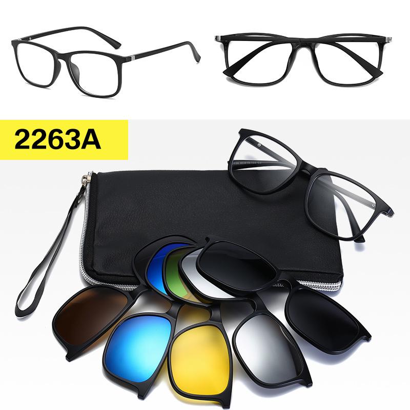 Polarized Magnetic Clip-on Sunglasses Set: Unisex TR Frame Prescription Eyeglass & Sunglasses Combo