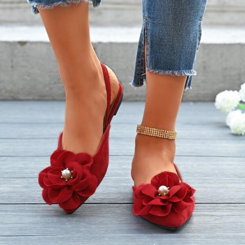 

Мода 2025 Новая обувь Женские слипоны Женские сандалии Модные цветочные Летние Повседневные Большого размера Бестселлер Удобные сандалии с закрытым носком 42 красный