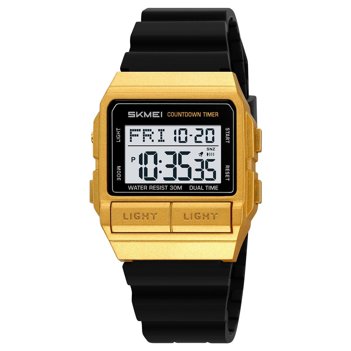 Классические ретро маленькие квадратные электронные часы мужские студенческие часы для вечеринок водонепроницаемые многофункциональные спортивные электронные часы