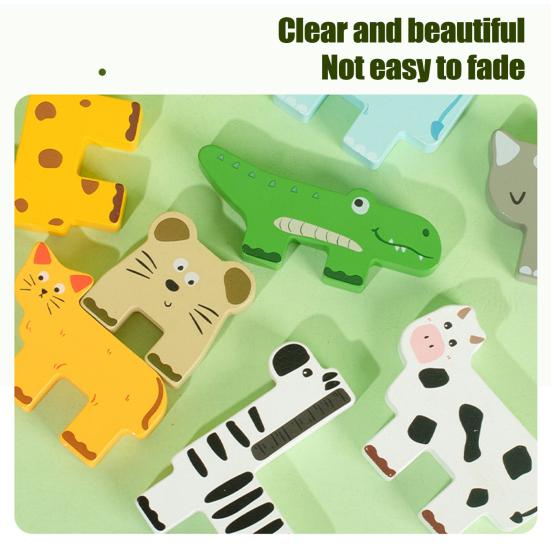 1 Set Wooden Block Matching Stacking Game Animal Mini Man Block Balance Game