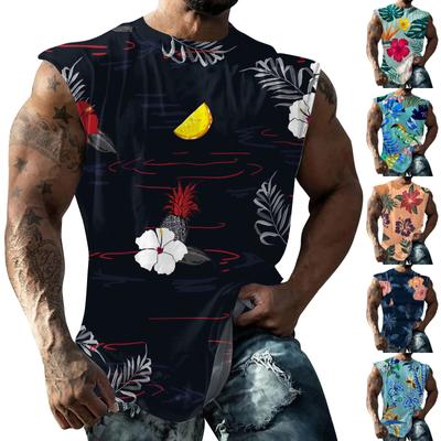 Mens Summer Surf Beach Tank Top Large Size Casual Breathable Sleeveless Top Loose Print Tank Top Man Shirt