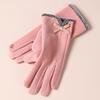 Warm Gloves for Women In Autumn and Winter Outdoor Riding Cold Proof Thickened Plush Velvet Cute Bow Develvet Touch Screen Gloves