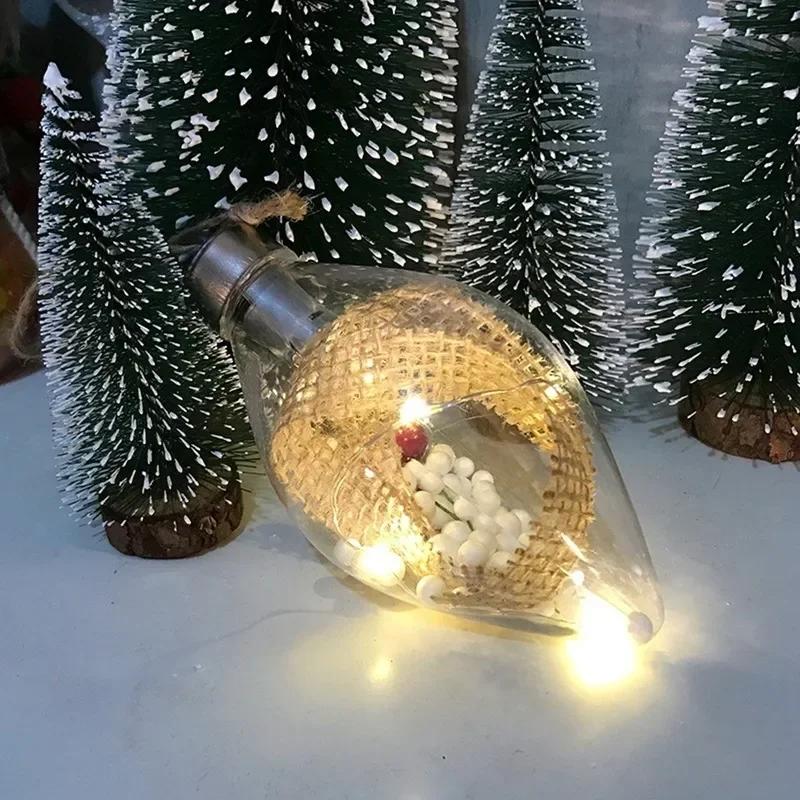Christmas Tree Ball Luminous Plastic Bulb Shape Light Party Home Decor Wall Hanging Ornament Night Lamp Decoration