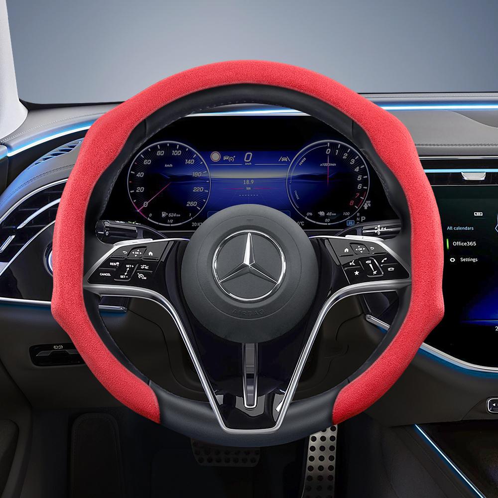 Suitable for Mercedes-Benz Premium Suede Snap-On Steering Wheel Covers, Non-Slip and Durable, Available In Round and D-Shaped Designs