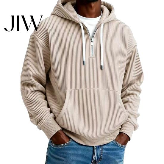 Comfortable Activewear for Sports Men Hooded Sweatshirt, Quarter Zipper Long Sleeve Pullover Hoodie, Lightweight Fleece Alternative Corduroy M