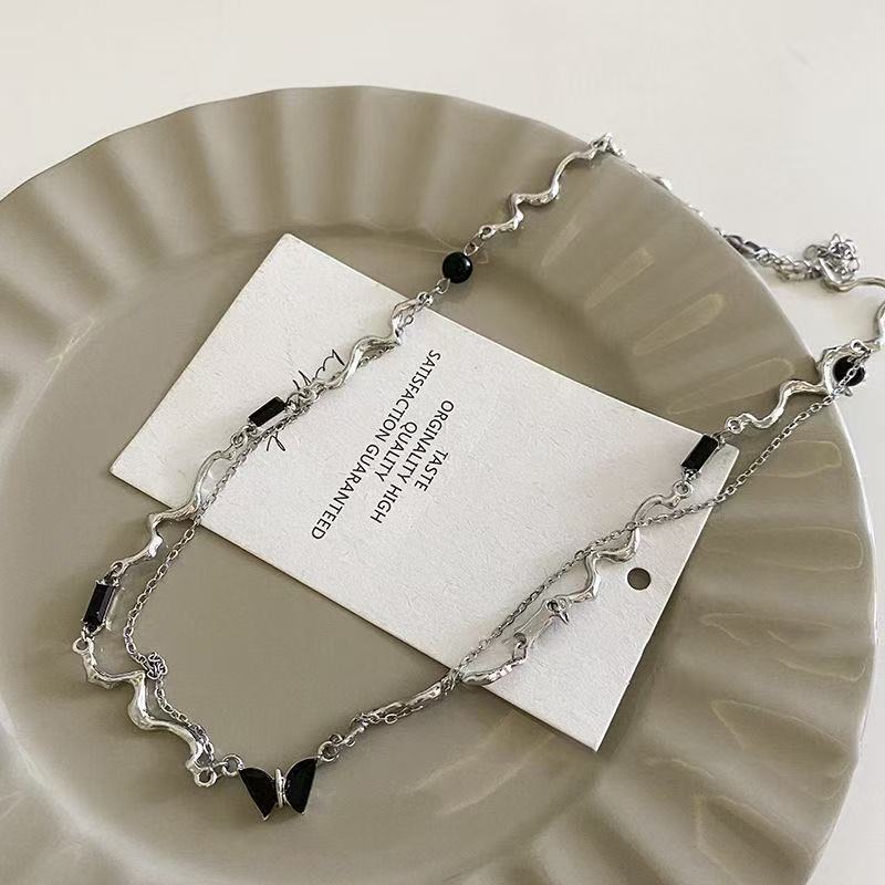 

Dark Spice Girl Double Layer Black Butterfly Necklace Women s Collarbone Chain Premium Design Light Luxury Niche Accessories Sweater Chain