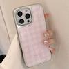 Gilded for Apple 17promax Phone Case for IPhone 16 Pink Grid Bow 13 Plated 14 Hard for Huawei
