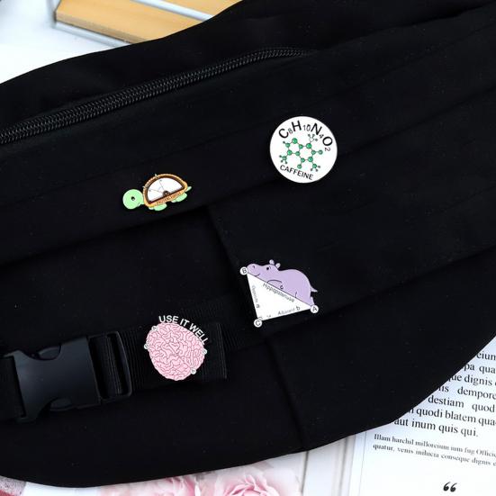 Geometric Formula Enamel Pin Color Paint Cartoon Animal Lapel Badge Decoration